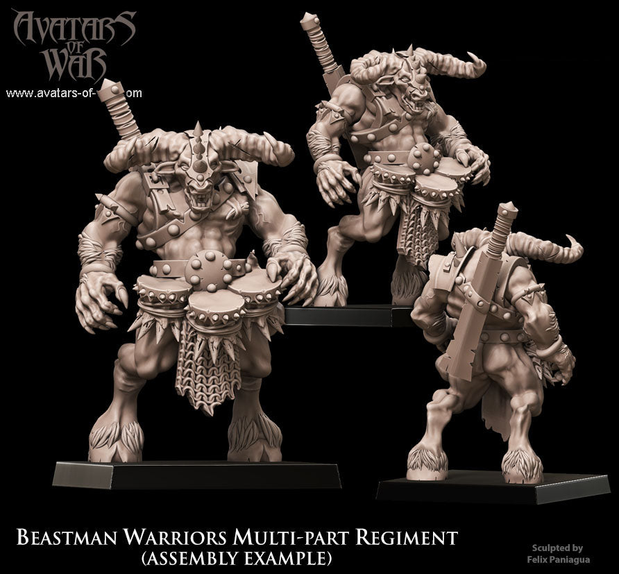 Beastmen Warriors with Hand Weapons and Shields (Multi-Part Regiment) by Avatars of War