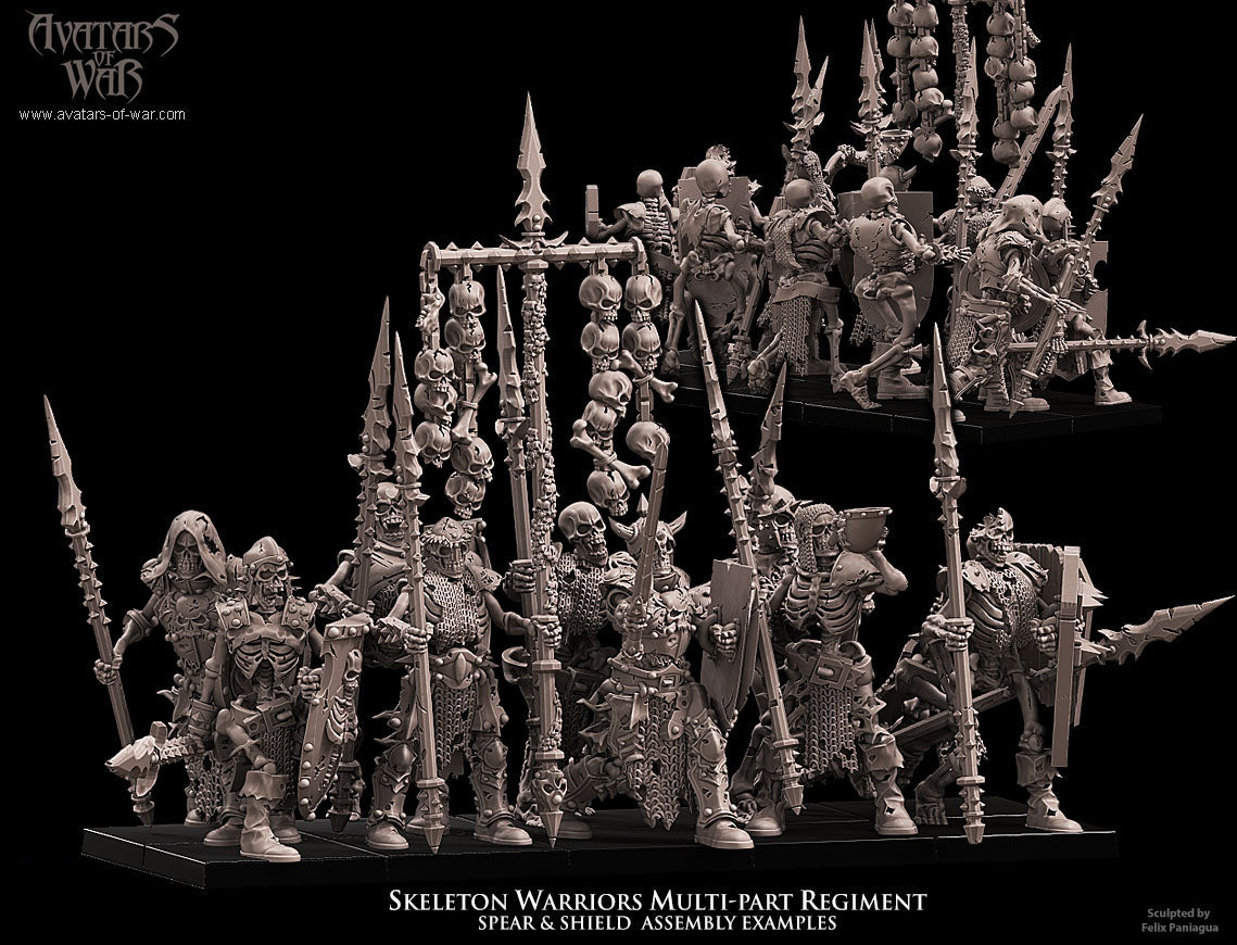 Skeleton Warriors with Spears and Shields (Multi-Part Regiment) by Avatars of War