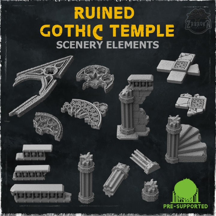 Ruined Gothic Temple Scenery Elements