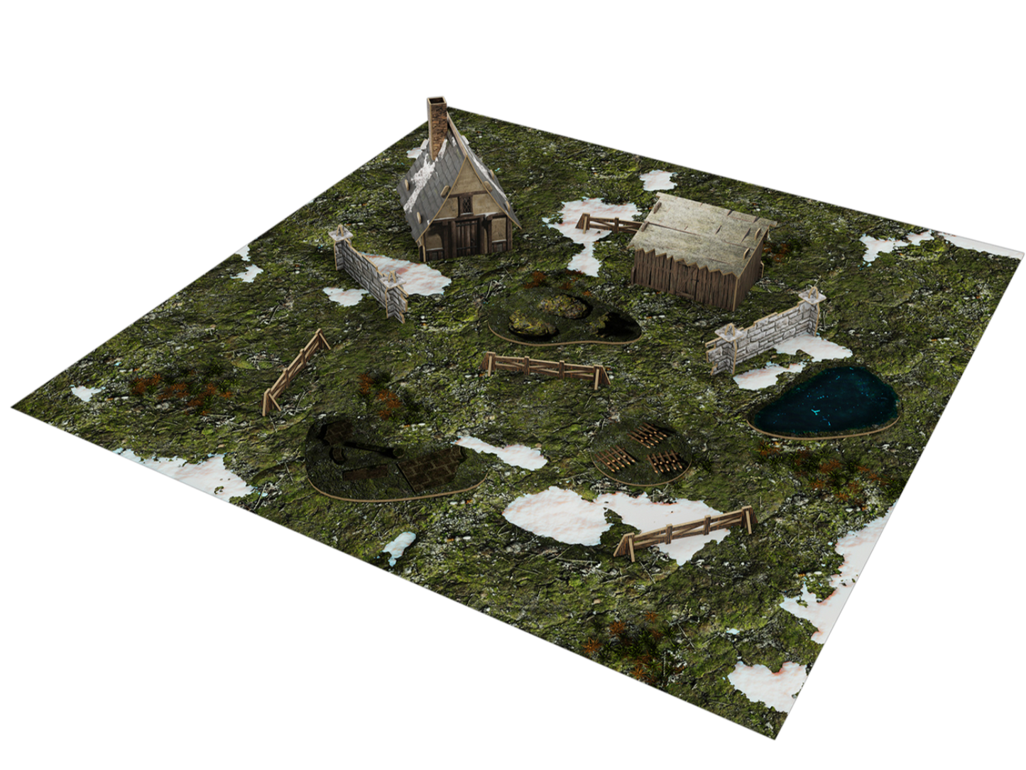 Warcrow Bases: Bakhlia Farm Scenery Pack