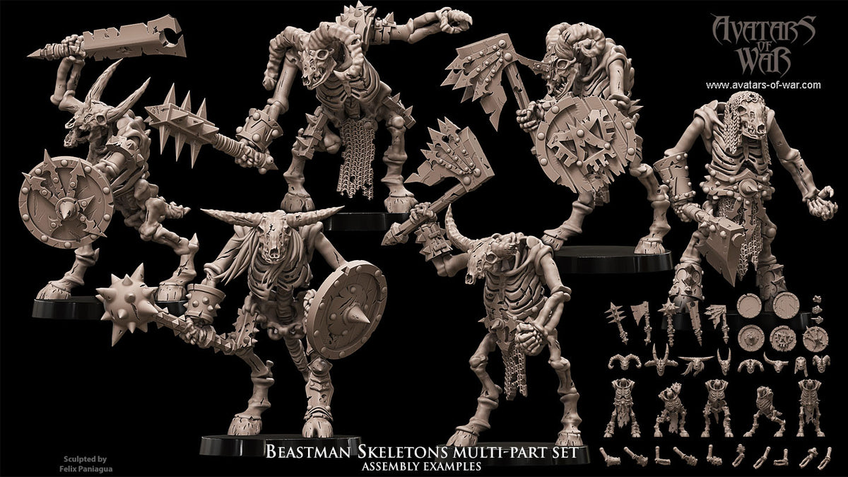 Beastmen Skeletons (Multipart Regiment) by Avatars of War