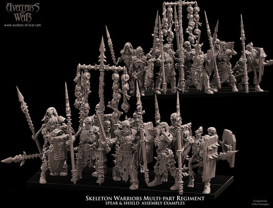 Skeleton Warriors with Spears and Shields (Multi-Part Regiment) by Avatars of War