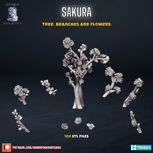 Sakura Tree Branches and Flowers