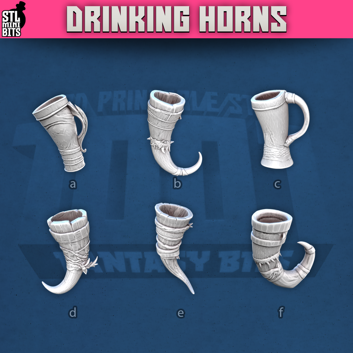 Drinking Horns x5 by STL Miniatures