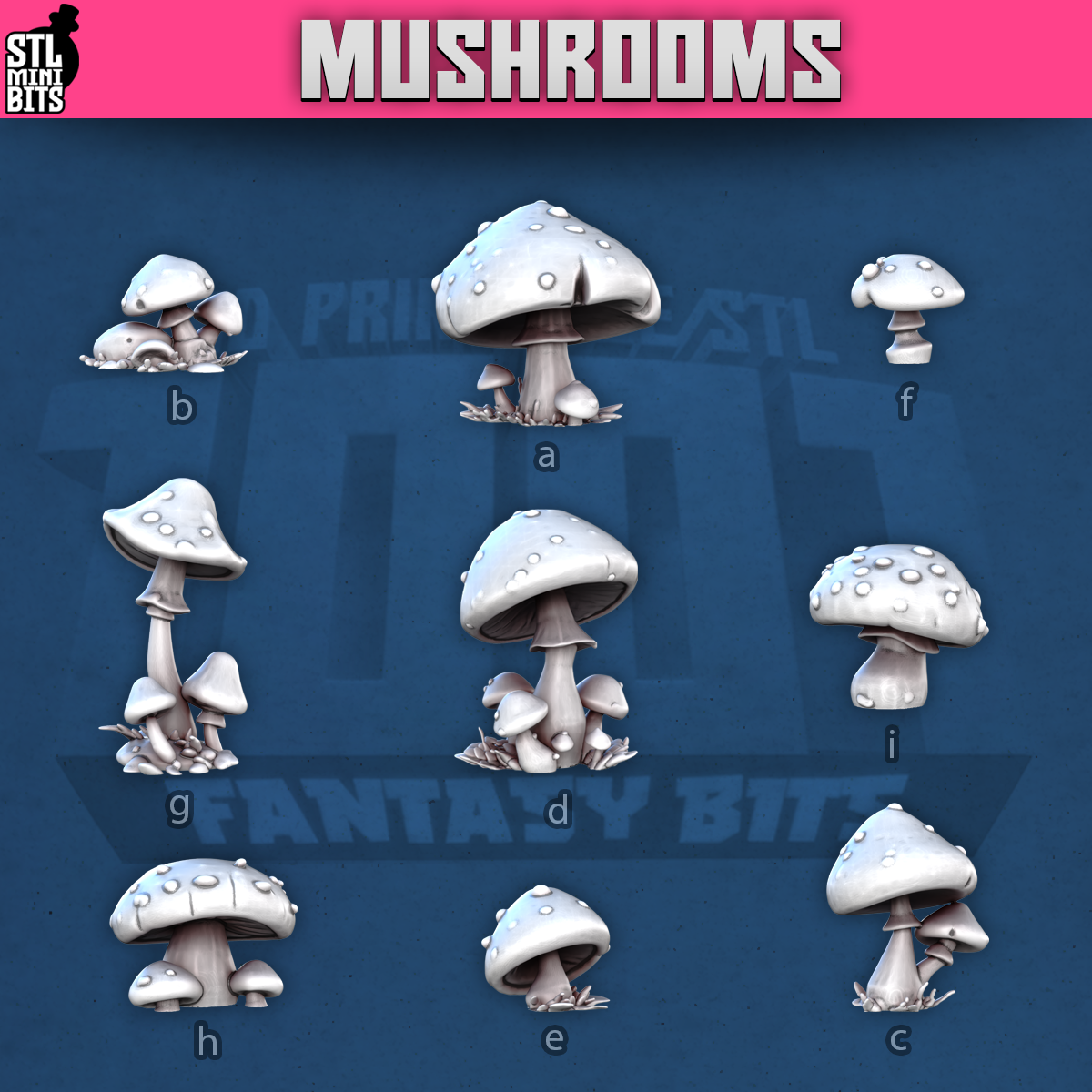 Mushrooms x5 by STL Miniatures
