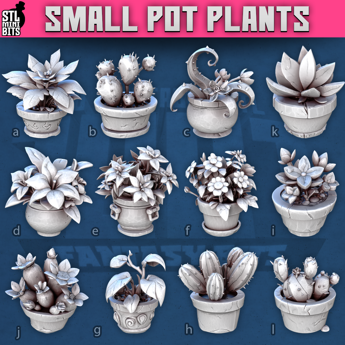 Small Pot Plants by STL Miniatures