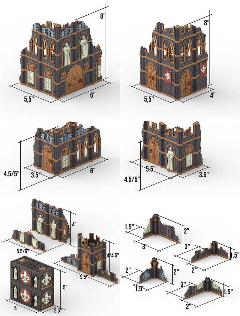 11th Edition Folding Terrain - Gothic Ruins Set