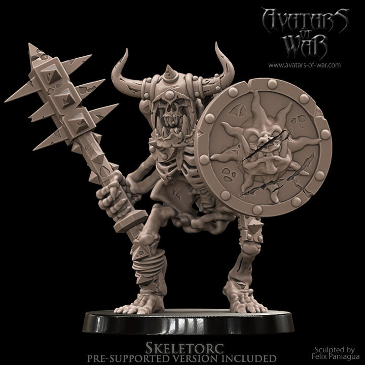 Orc Skeleton with Mace and Shield