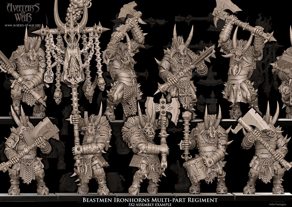 Beastmen Ironhorns with Great Weapons (Multi-Part) by Avatars of War