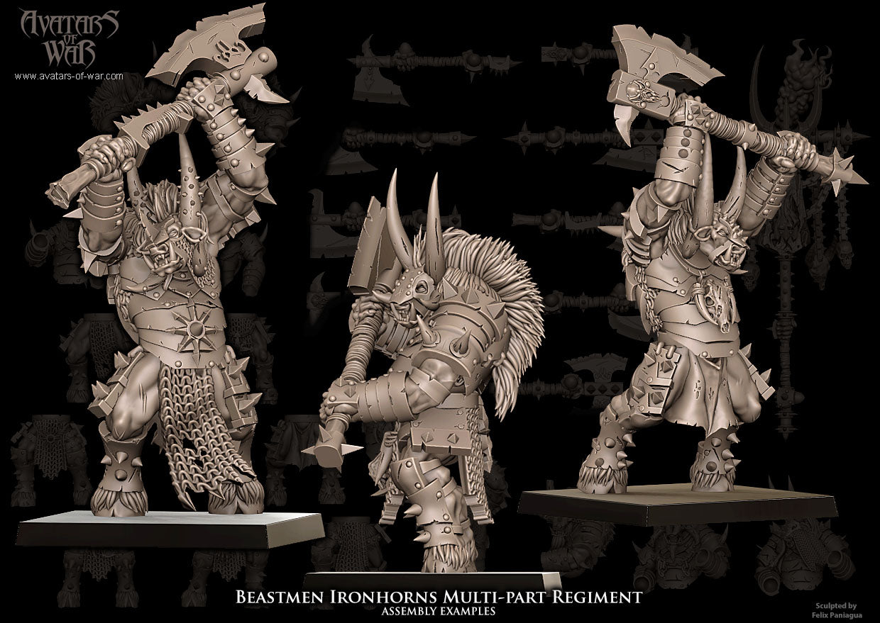 Beastmen Ironhorns with Great Weapons (Multi-Part) by Avatars of War