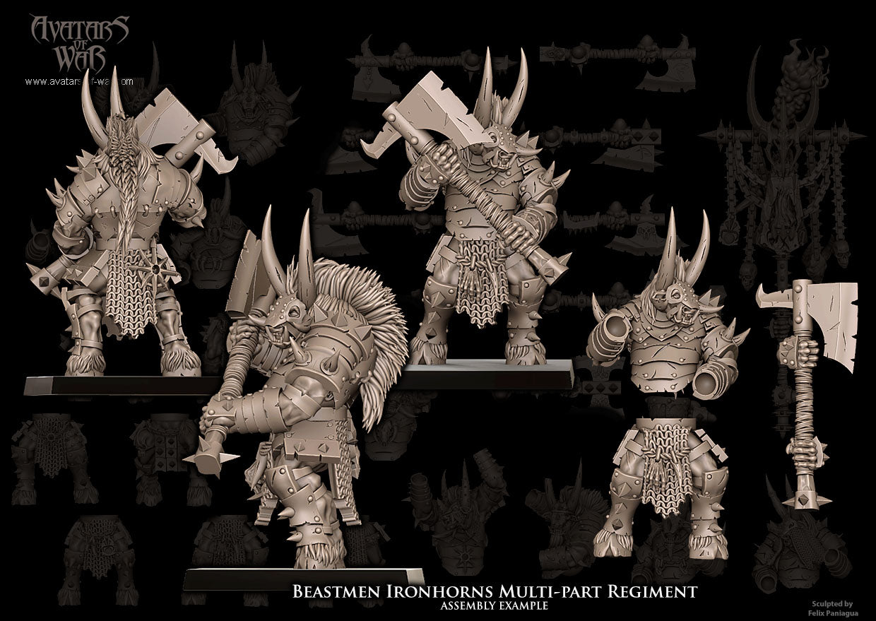 Beastmen Ironhorns with Great Weapons (Multi-Part) by Avatars of War