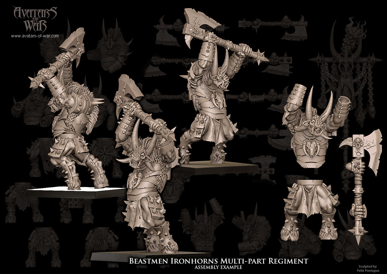 Beastmen Ironhorns with Great Weapons (Multi-Part) by Avatars of War