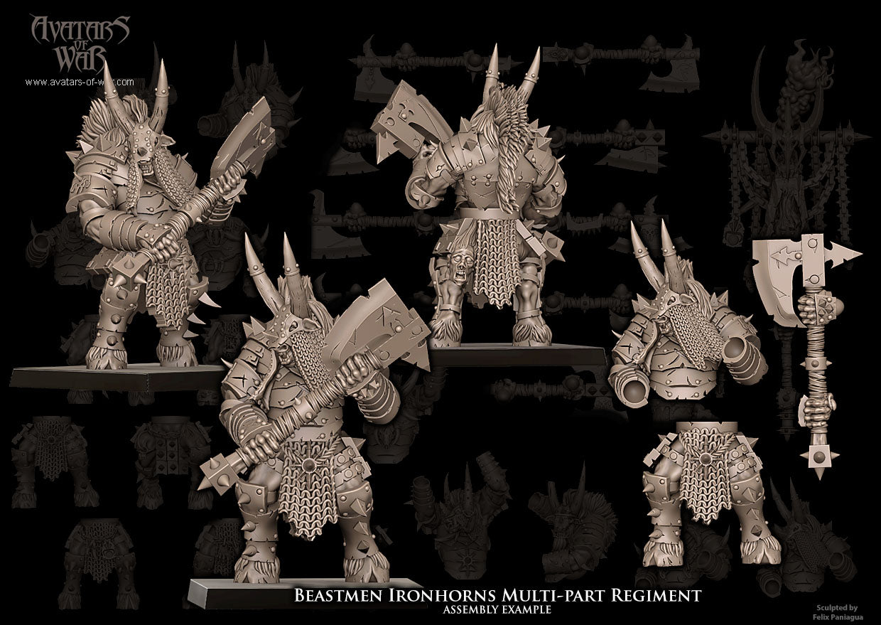 Beastmen Ironhorns with Great Weapons (Multi-Part) by Avatars of War
