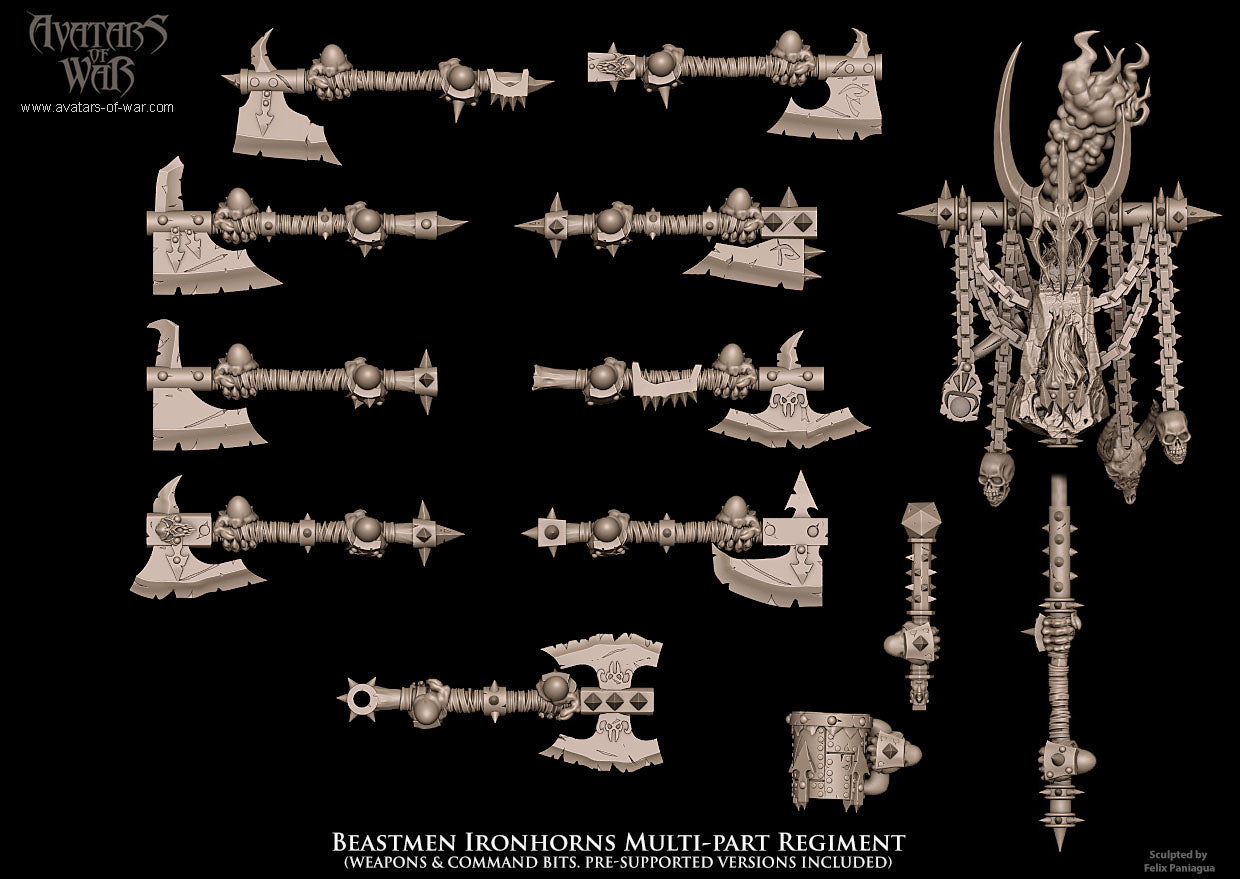 Beastmen Ironhorns with Great Weapons (Multi-Part) by Avatars of War