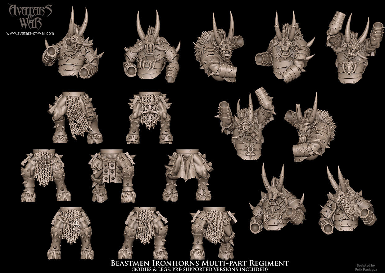 Beastmen Ironhorns with Great Weapons (Multi-Part) by Avatars of War