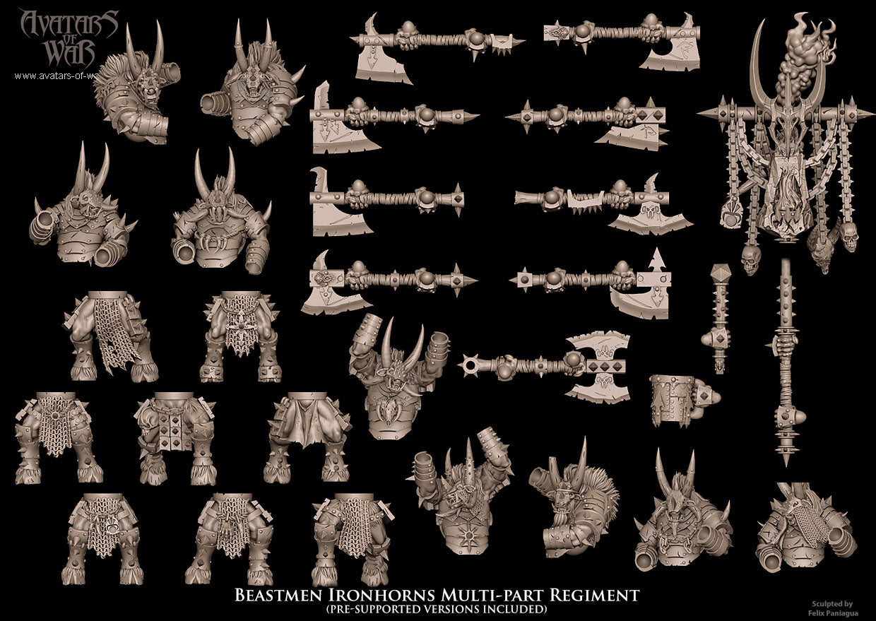 Beastmen Ironhorns with Great Weapons (Multi-Part) by Avatars of War