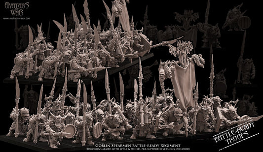 Goblin Spearmen Battle-Ready regiment (20 Goblins) by Avatars of War