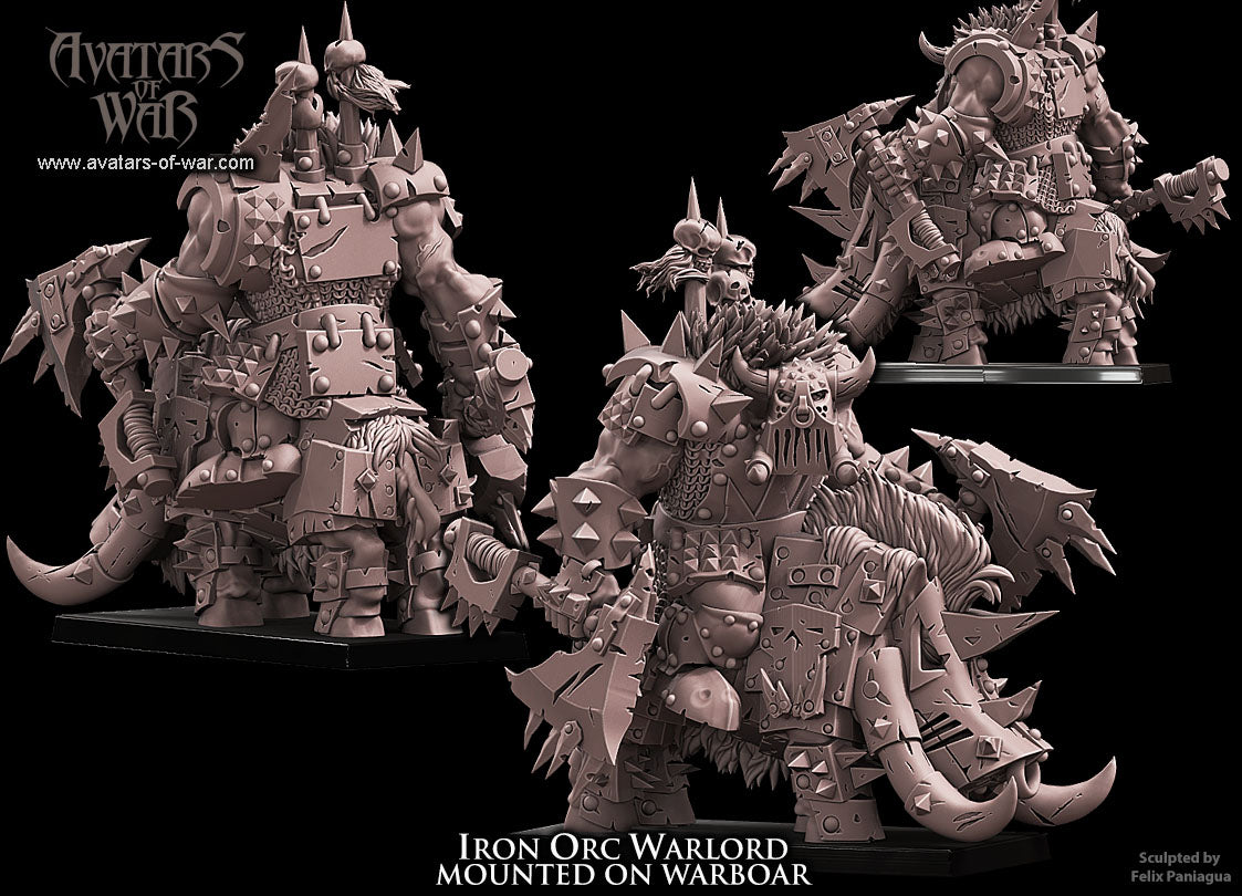 Iron Orc Warlord on Warboar with Dual Axes by Avatars of War