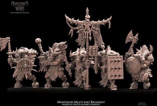 Minotaurs with Hand Weapons and Shields (Multi-Part Regiment) by Avatars of War
