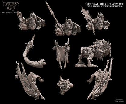 Orc Warlord on Wyvern with Spear and Shield by Avatars of War