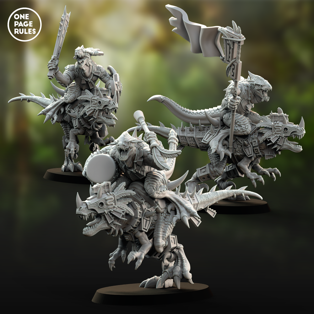 Saurian Raptor Rider Raptor Riders Command - Saurians (3 Models) – Miniature Horde